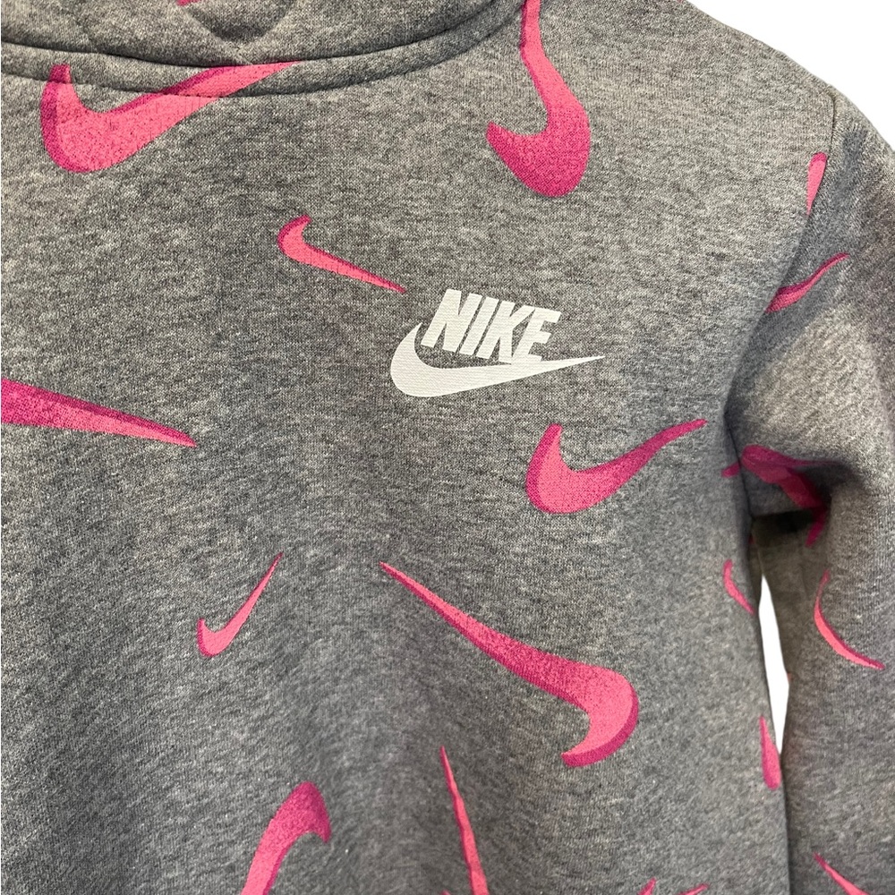 Nike Kids XL All Over Print Hoodie Sportswear 3D Pink Nike Logo Standard Fit - Picture 3 of 7